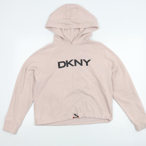 DKNY Women's Pink Logo Pullover Hoodie, Size S