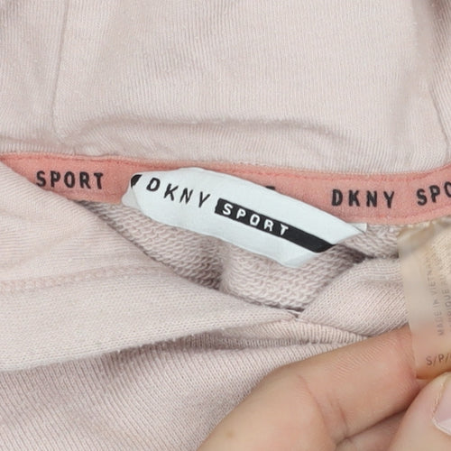 DKNY Women's Pink Logo Pullover Hoodie, Size S