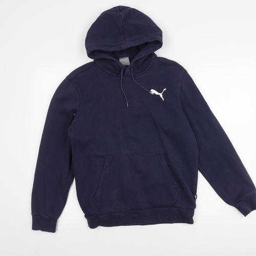 Puma Men's Blue Small Hoodie with Logo Accents