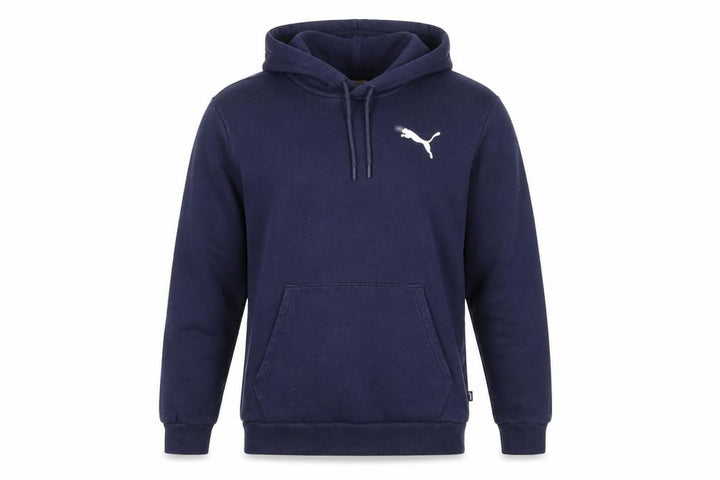 Front view of Puma Men's Blue Small Hoodie with Logo Accents