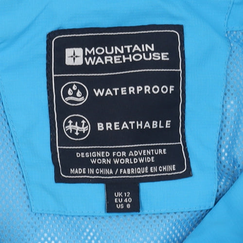 Mountain Warehouse Women's Blue Waterproof Rain Jacket Size 12
