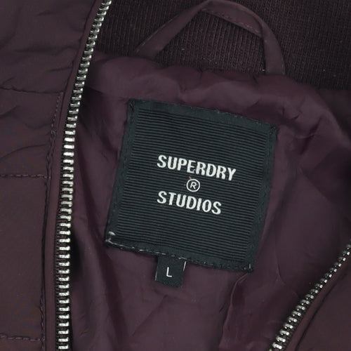 Superdry Men’s Brown Puffer Jacket L Stand Collar