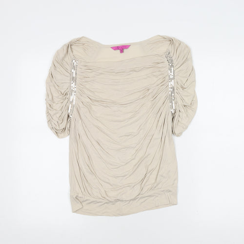 Jasper Conran Women's Beige Sequin Blouse Size 10 Petites
