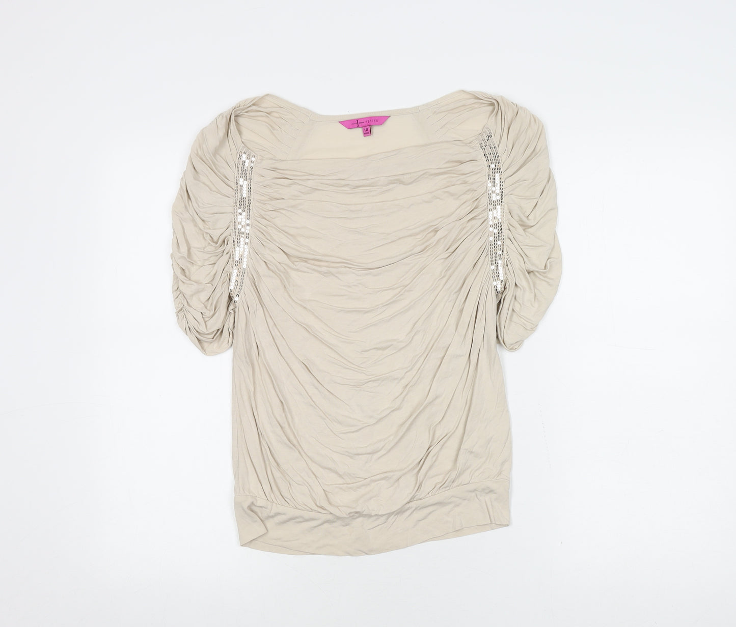 Jasper Conran Women's Beige Sequin Blouse Size 10 Petites