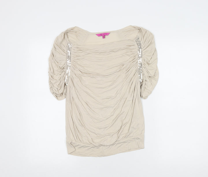 Jasper Conran Women's Beige Sequin Blouse Size 10 Petites