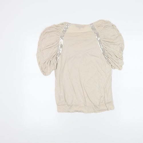 Jasper Conran Women's Beige Sequin Blouse Size 10 Petites