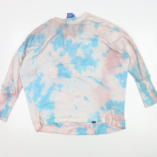 Adidas Women’s Blue Pink Tie-Dye Crew Neck Sweatshirt L