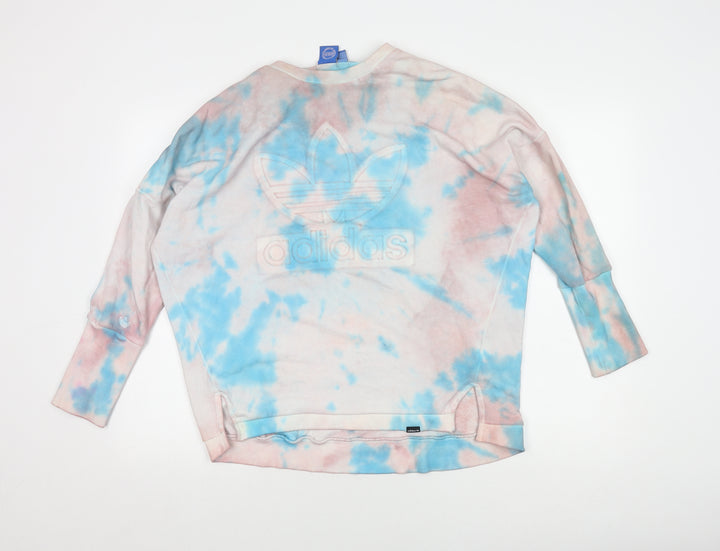 Adidas Women’s Blue Pink Tie-Dye Crew Neck Sweatshirt L