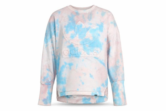 Adidas Women’s Blue Pink Tie-Dye Crew Neck Sweatshirt L