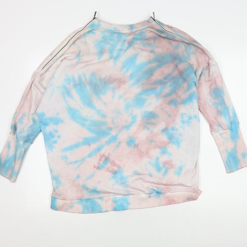 Adidas Women’s Blue Pink Tie-Dye Crew Neck Sweatshirt L