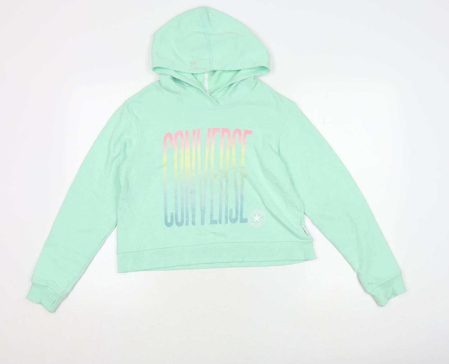 Converse Girls Green XL Pullover Hoodie, Logo, Hooded, Graphic Print