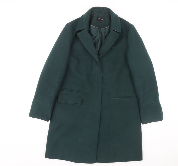 Topshop Women's Green Overcoat Size 8