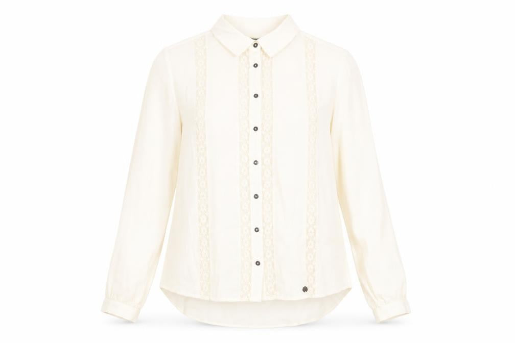 Front view of Superdry Women's Ivory Button-Up Shirt UK 10