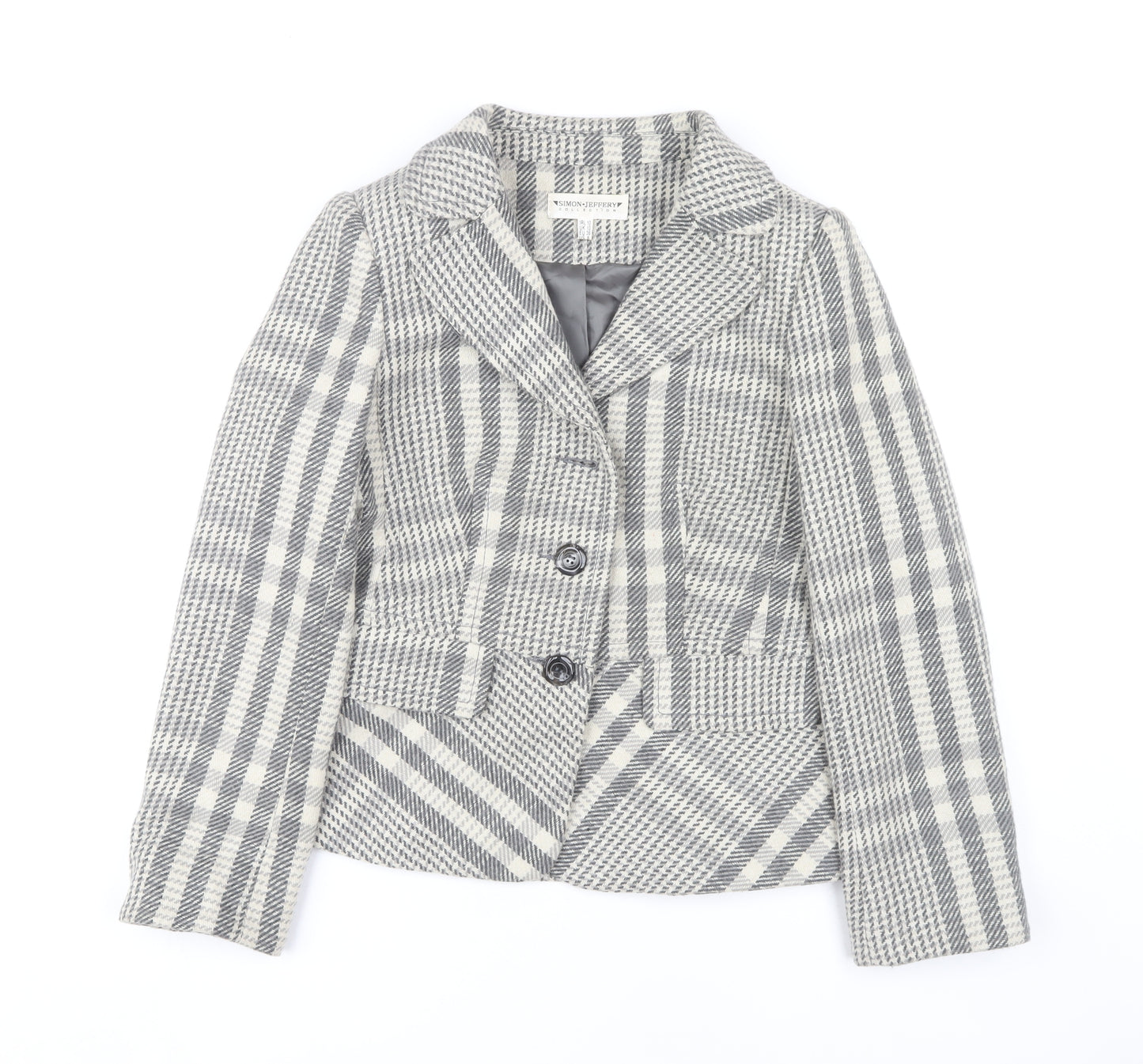 Simon Jeffery Women's Grey Check Blazer Size 10