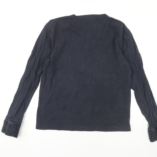 Superdry Men's Long Sleeve Black Henley T-Shirt L