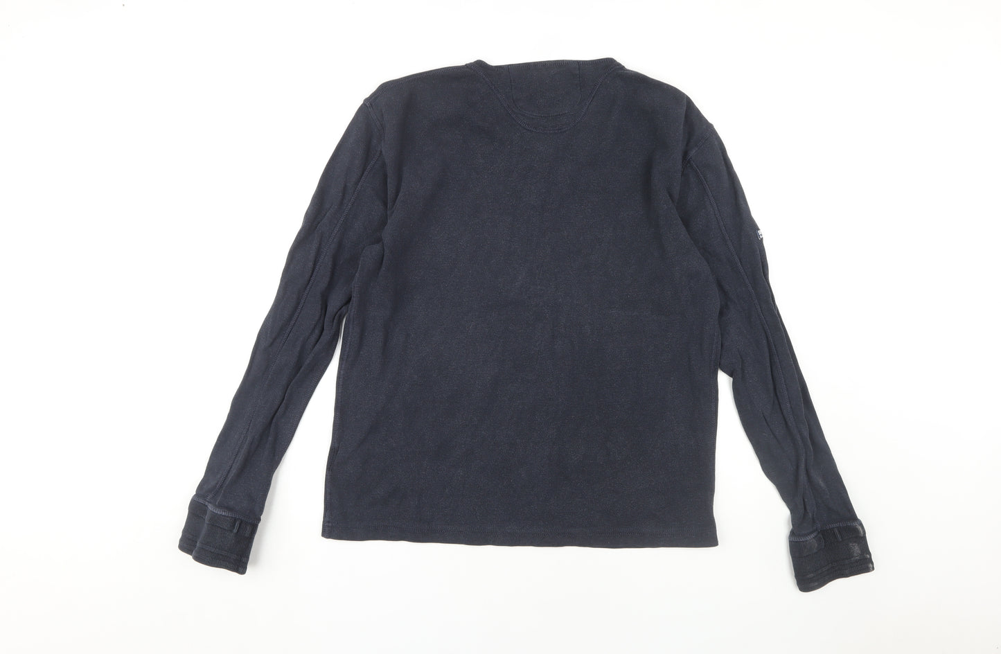 Superdry Men's Long Sleeve Black Henley T-Shirt L