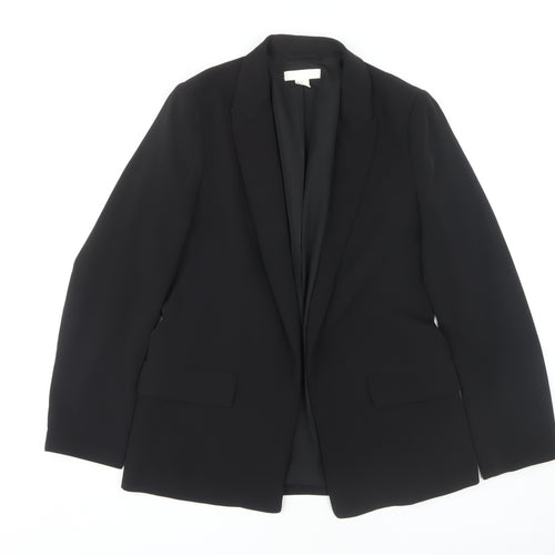 H&M Women's Black Blazer, Size 10, Polyester Blend, Elegant