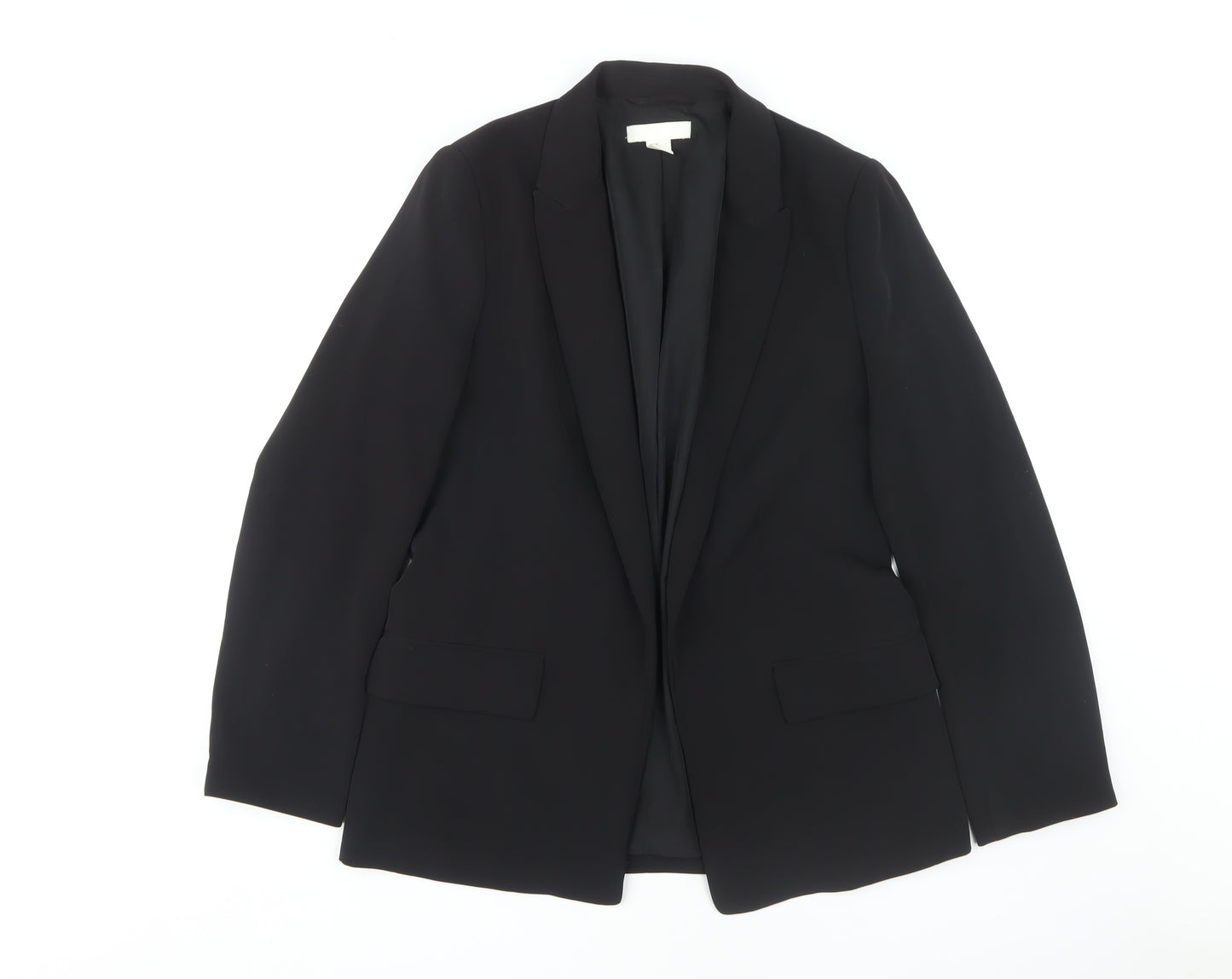 H&M Women's Black Blazer, Size 10, Polyester Blend, Elegant