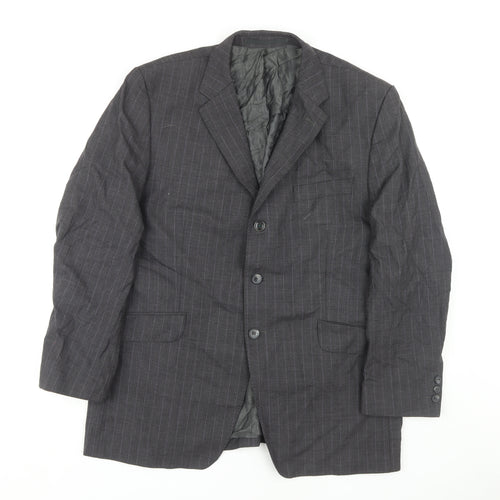 Burton Men's Grey Striped Suit Jacket 42 Short