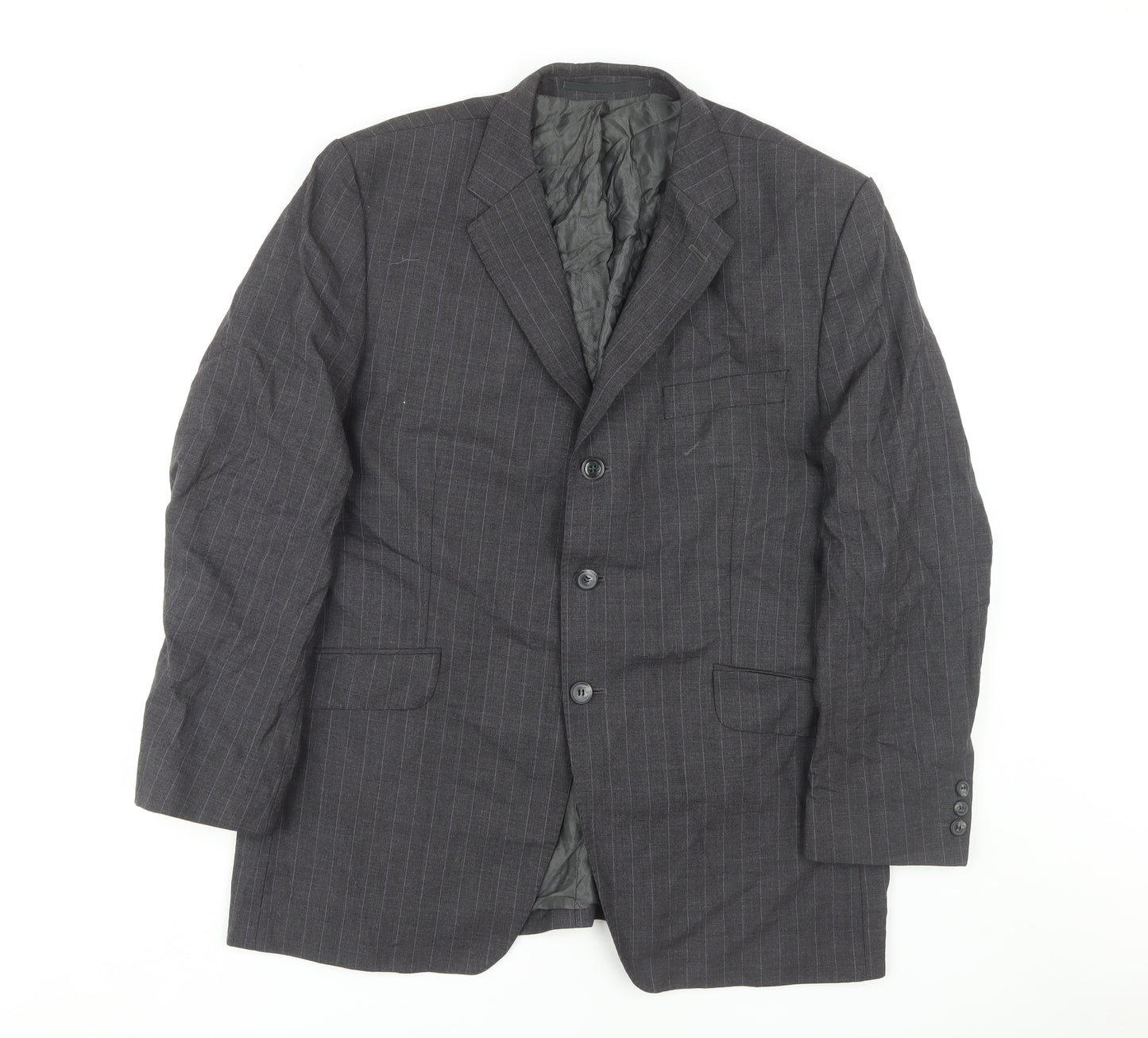 Burton Men's Grey Striped Suit Jacket 42 Short