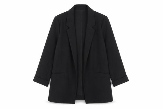 Front view of New Look Women's Black Blazer, size 10, Elegant Tailored