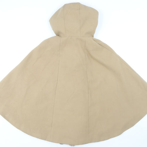 New Look Beige Women's Cape UK 12 Hooded Fur Trim