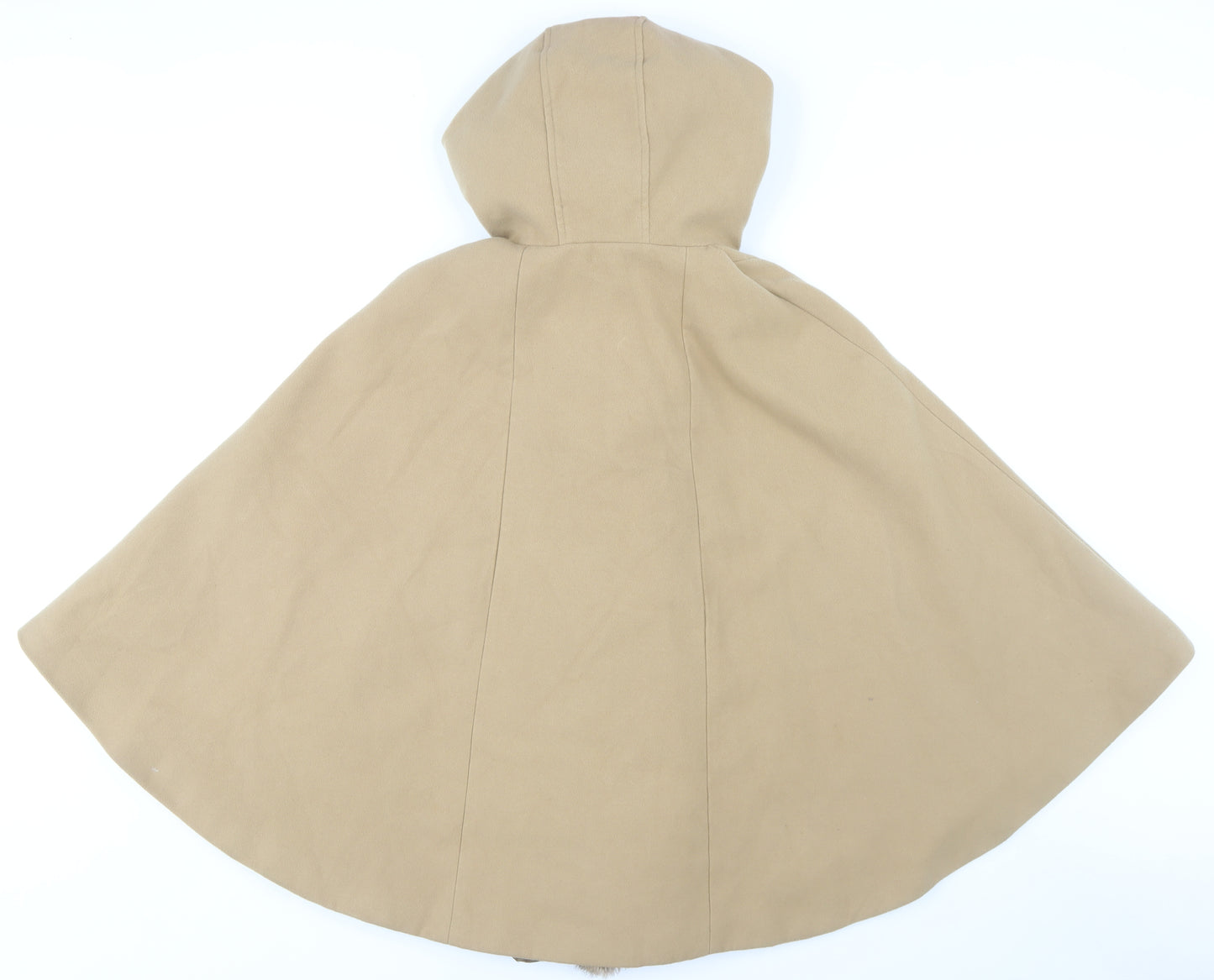 New Look Beige Women's Cape UK 12 Hooded Fur Trim