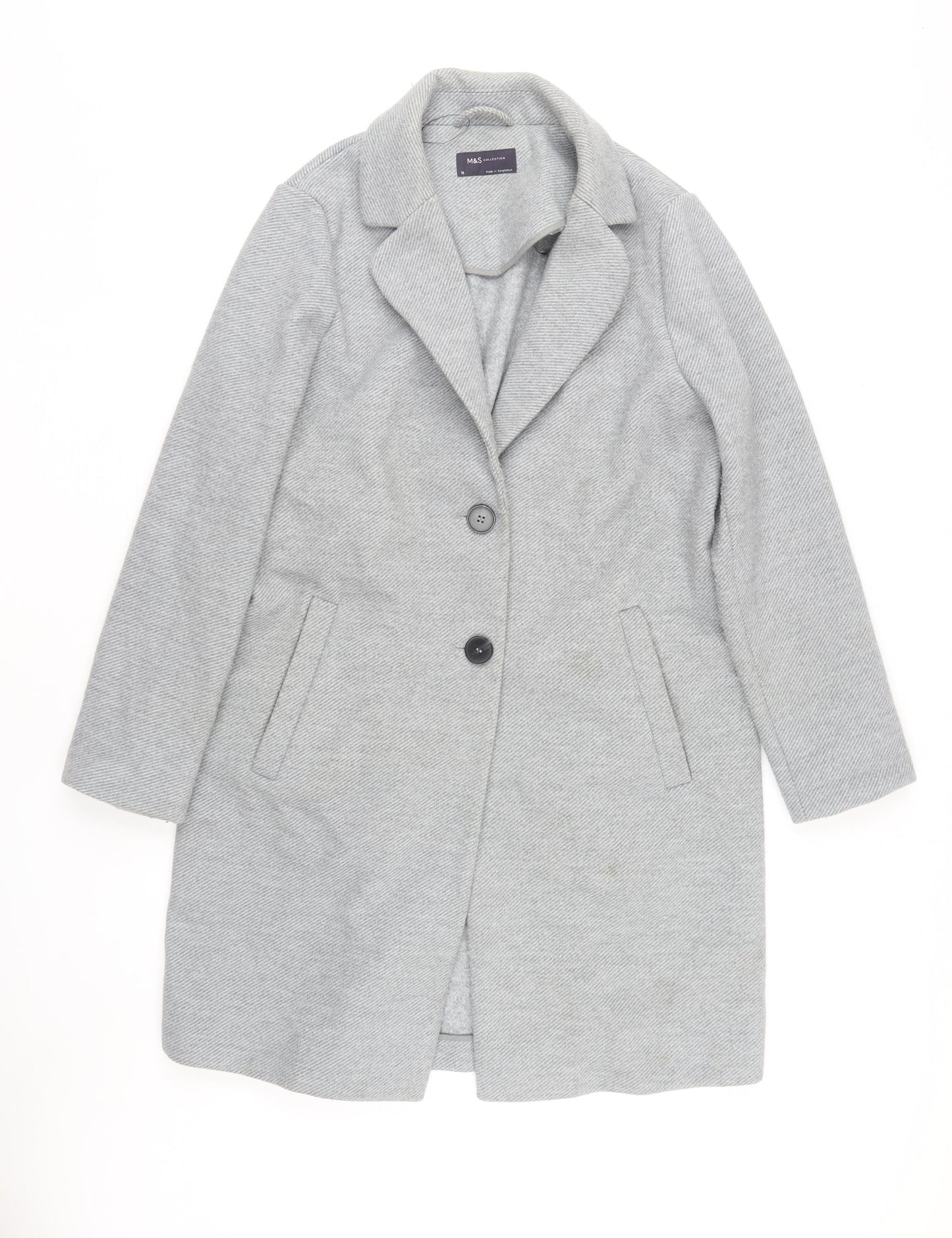 Marks and Spencer Women's Grey Long Blazer Coat Size 16