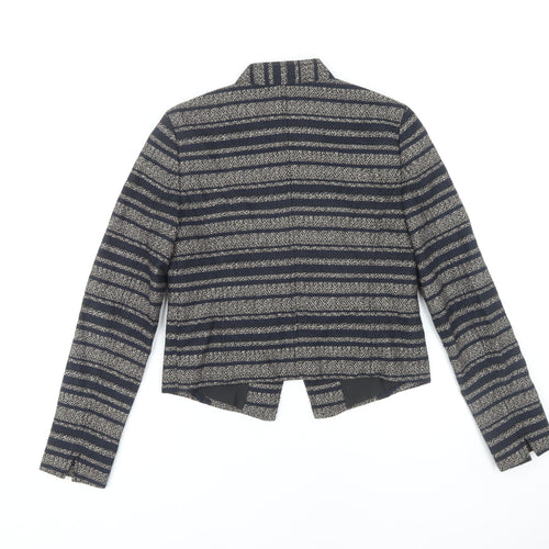 LOFT Women's Blue Striped Cropped Jacket Size 00
