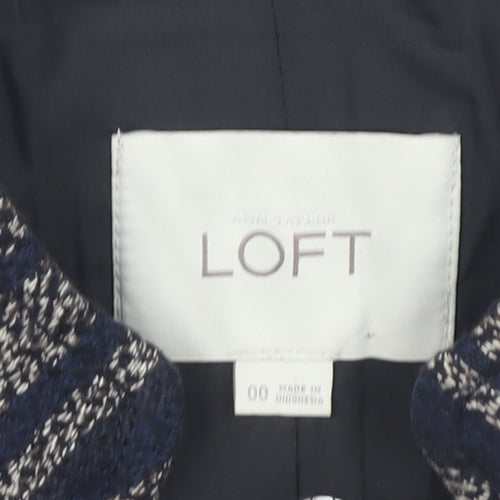 LOFT Women's Blue Striped Cropped Jacket Size 00