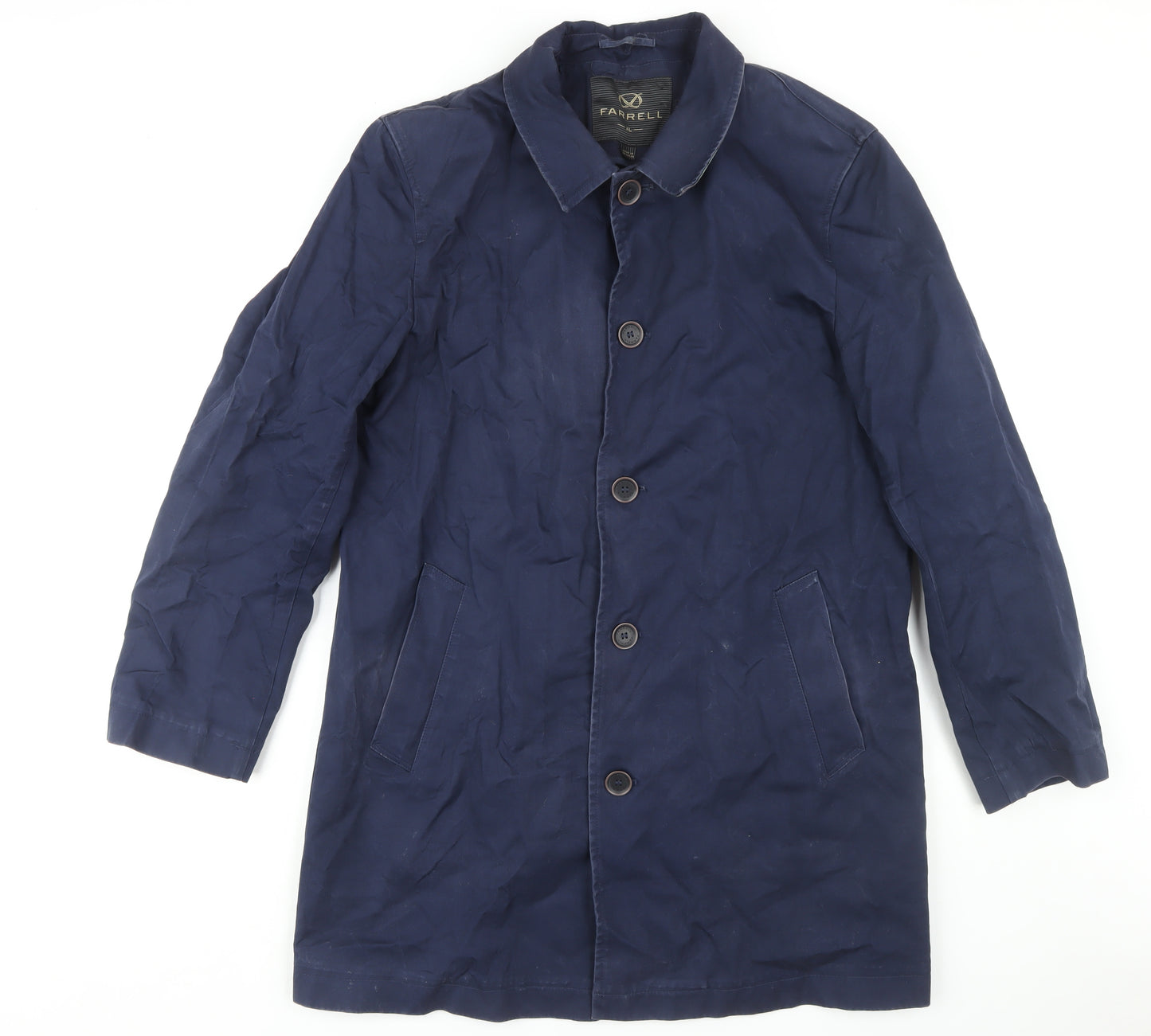 Farrell Men's XL Blue Cotton Overcoat