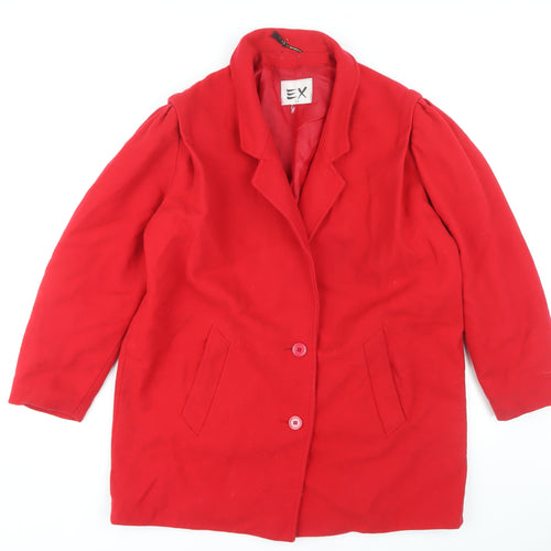 EX Women's Red Wool Mid-Length Coat Size 16