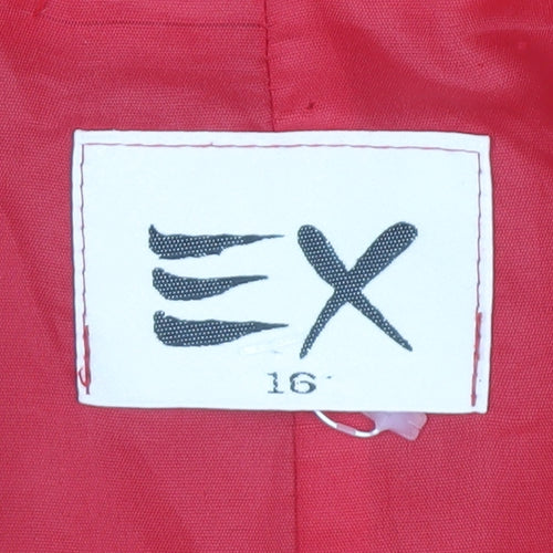 EX Women's Red Wool Mid-Length Coat Size 16