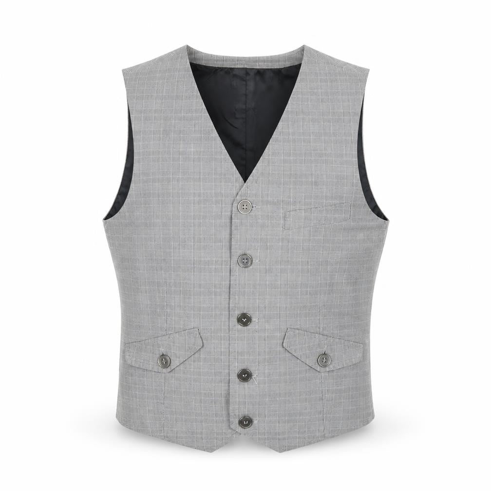 Burton Men's Grey Check Waistcoat S, Formal Sleeveless