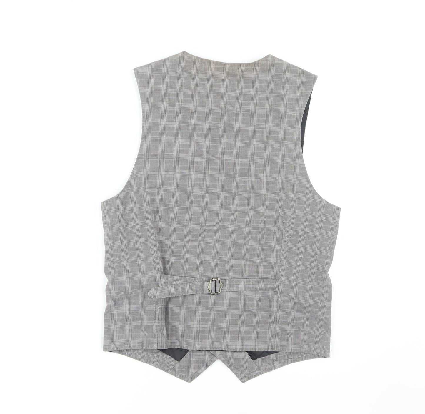 Burton Men's Grey Check Waistcoat S, Formal Sleeveless