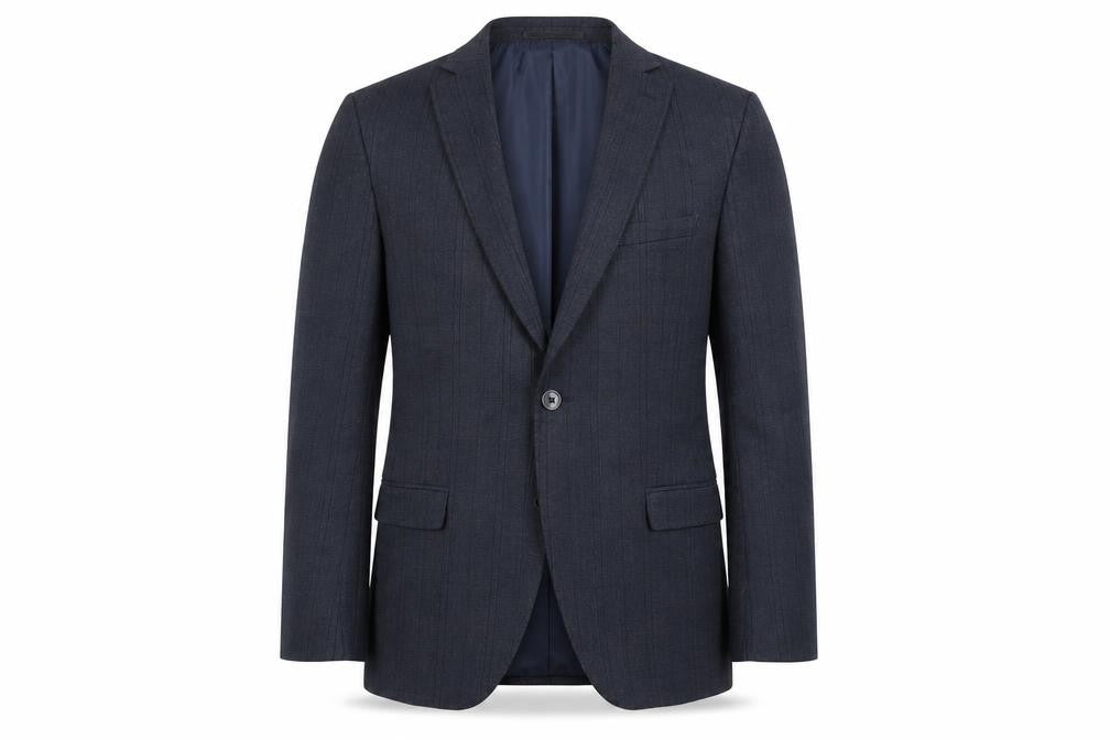 Front view of T.M.Lewin Men's Blue Slim Fit Blazer, size 34, Regular