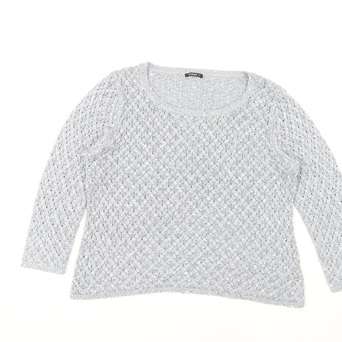 Roman Women's Grey Sequin Pullover Jumper Size 14