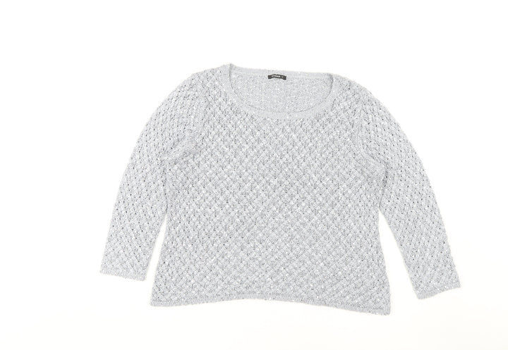 Roman Women's Grey Sequin Pullover Jumper Size 14