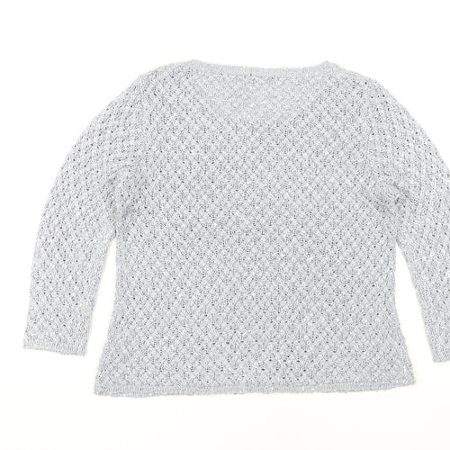 Roman Women's Grey Sequin Pullover Jumper Size 14