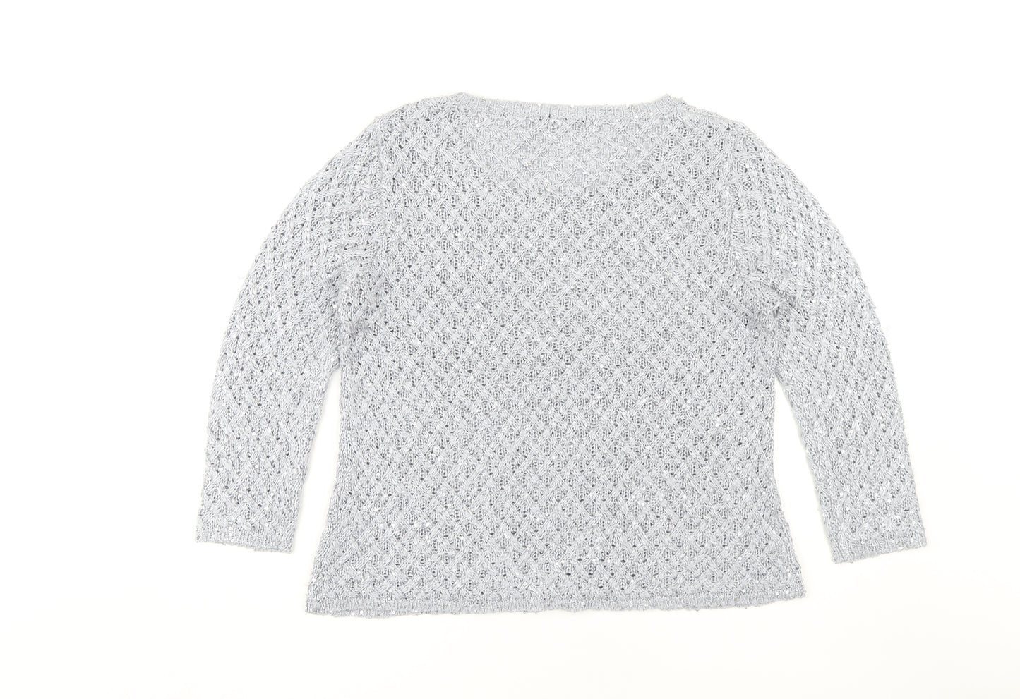 Roman Women's Grey Sequin Pullover Jumper Size 14
