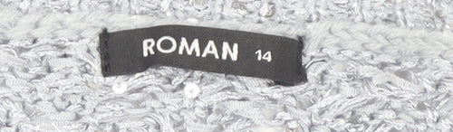 Roman Women's Grey Sequin Pullover Jumper Size 14