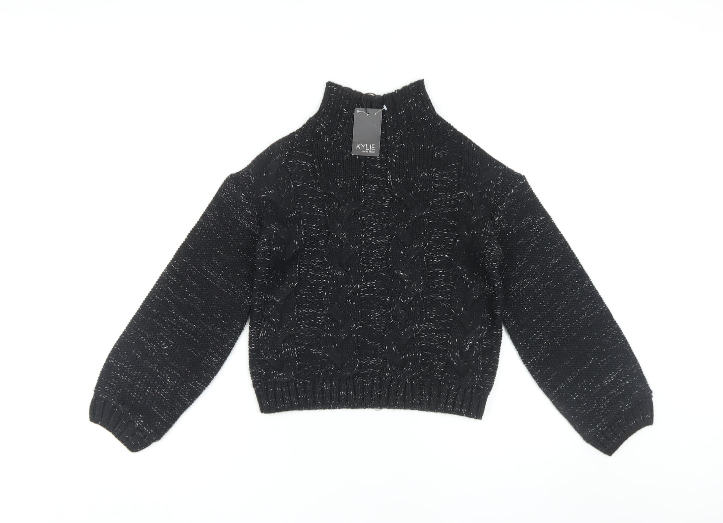 M&Co Girls Black Pullover Jumper 12 Years Acrylic Knit New