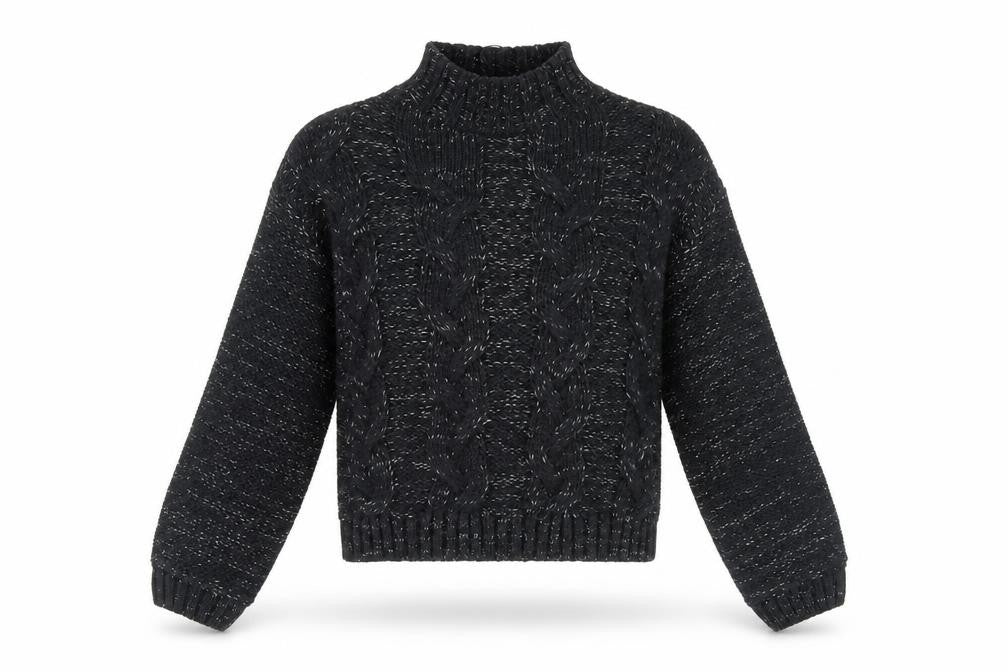 Front view of M&Co girls’ black jumper 12 years acrylic knit new