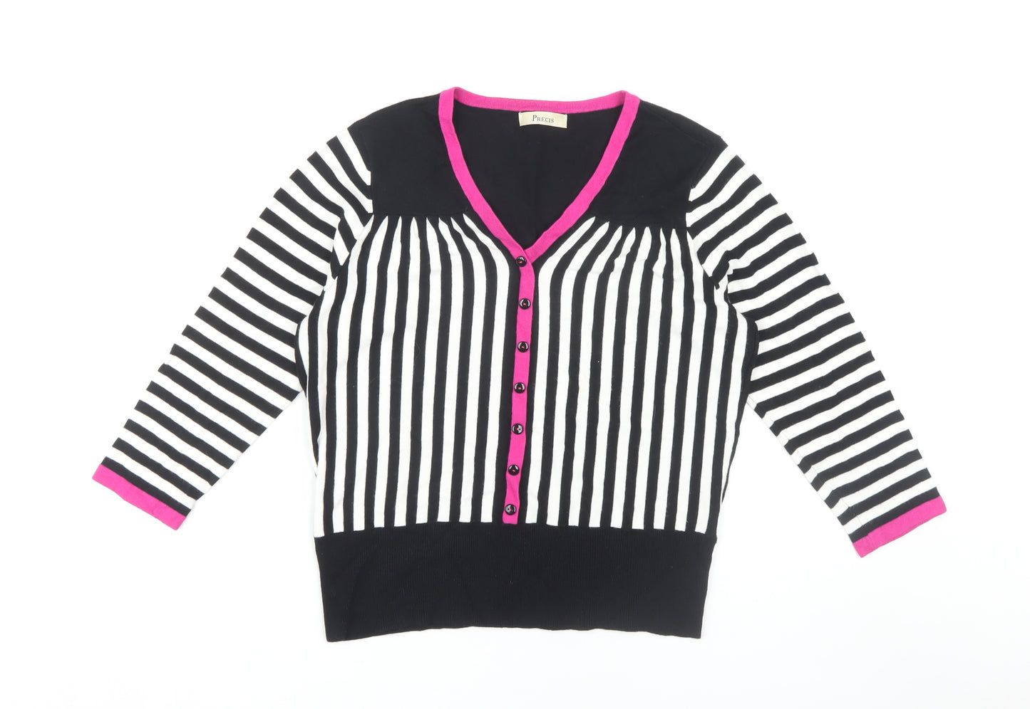 Precis Women's Multicoloured Cardigan M, V-Neck, Stripe