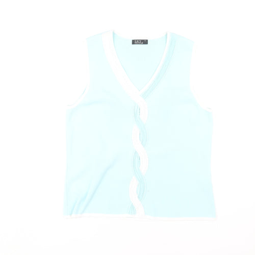 SKY Women’s Blue V-Neck Sleeveless Tank Top