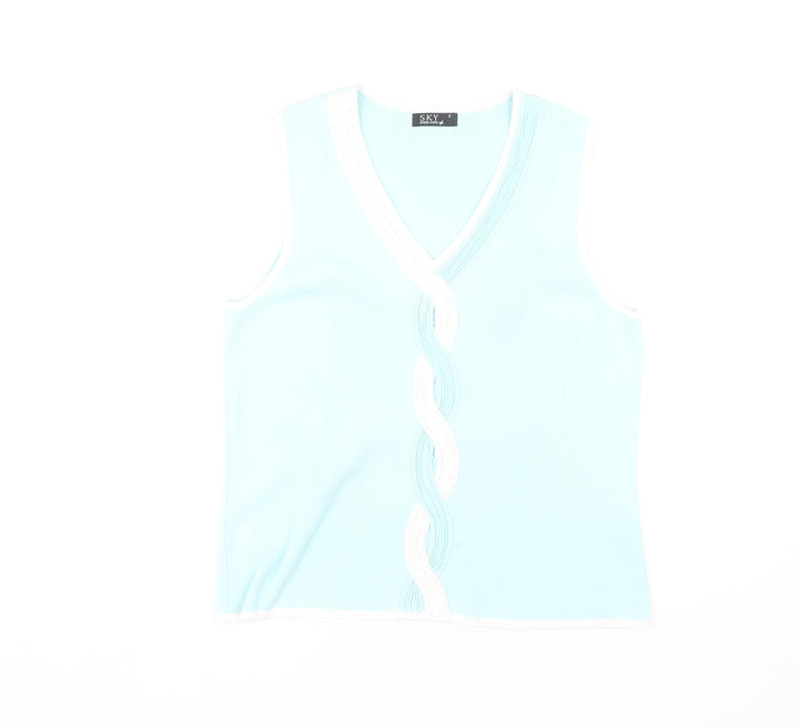SKY Women’s Blue V-Neck Sleeveless Tank Top