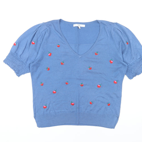 Next Women's Blue V-Neck Pullover Jumper M