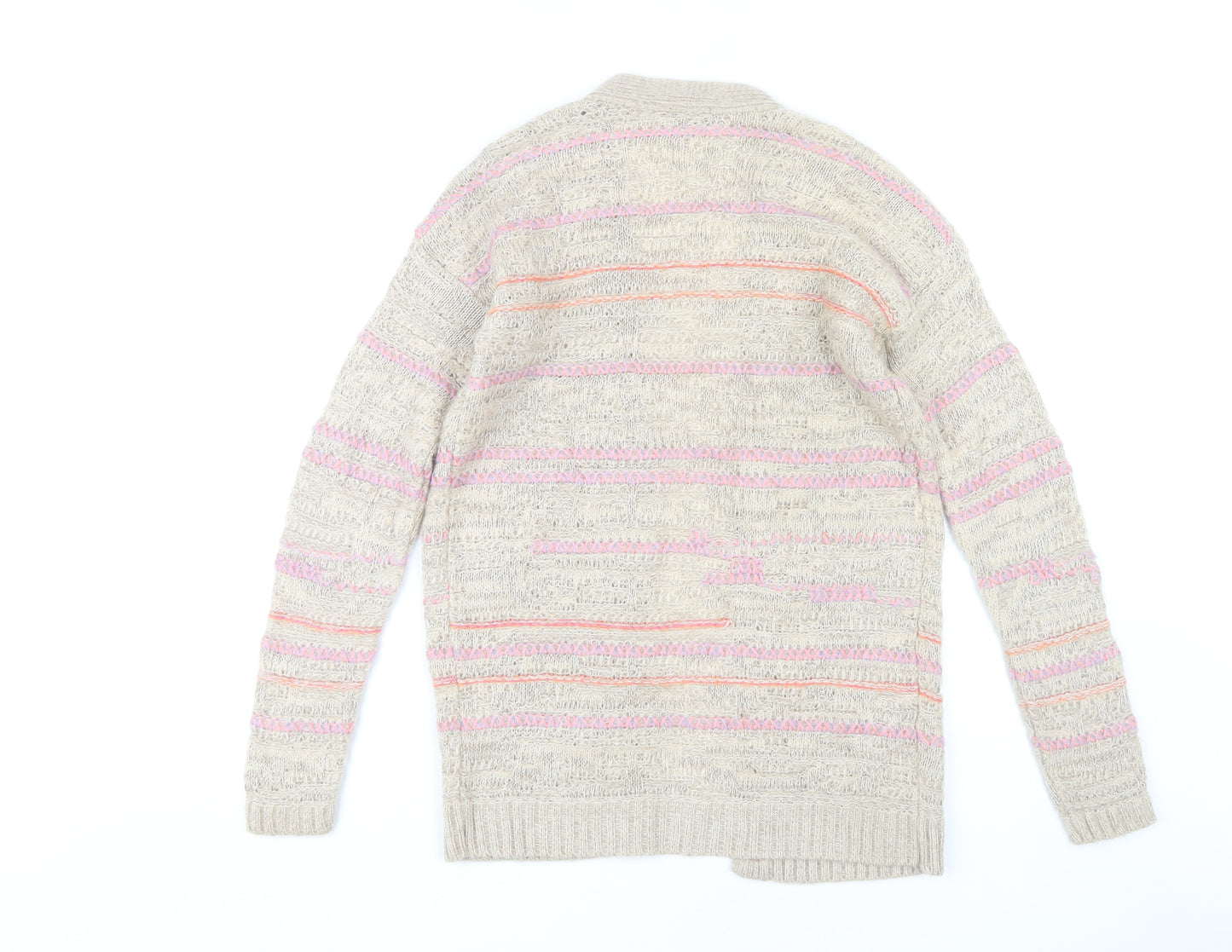 Warehouse Women’s Multicoloured Cardigan UK 6, Open-Knit