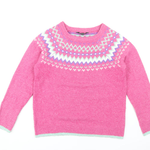 Bonmarché Women's Pink Fair Isle Pullover Jumper Size 10