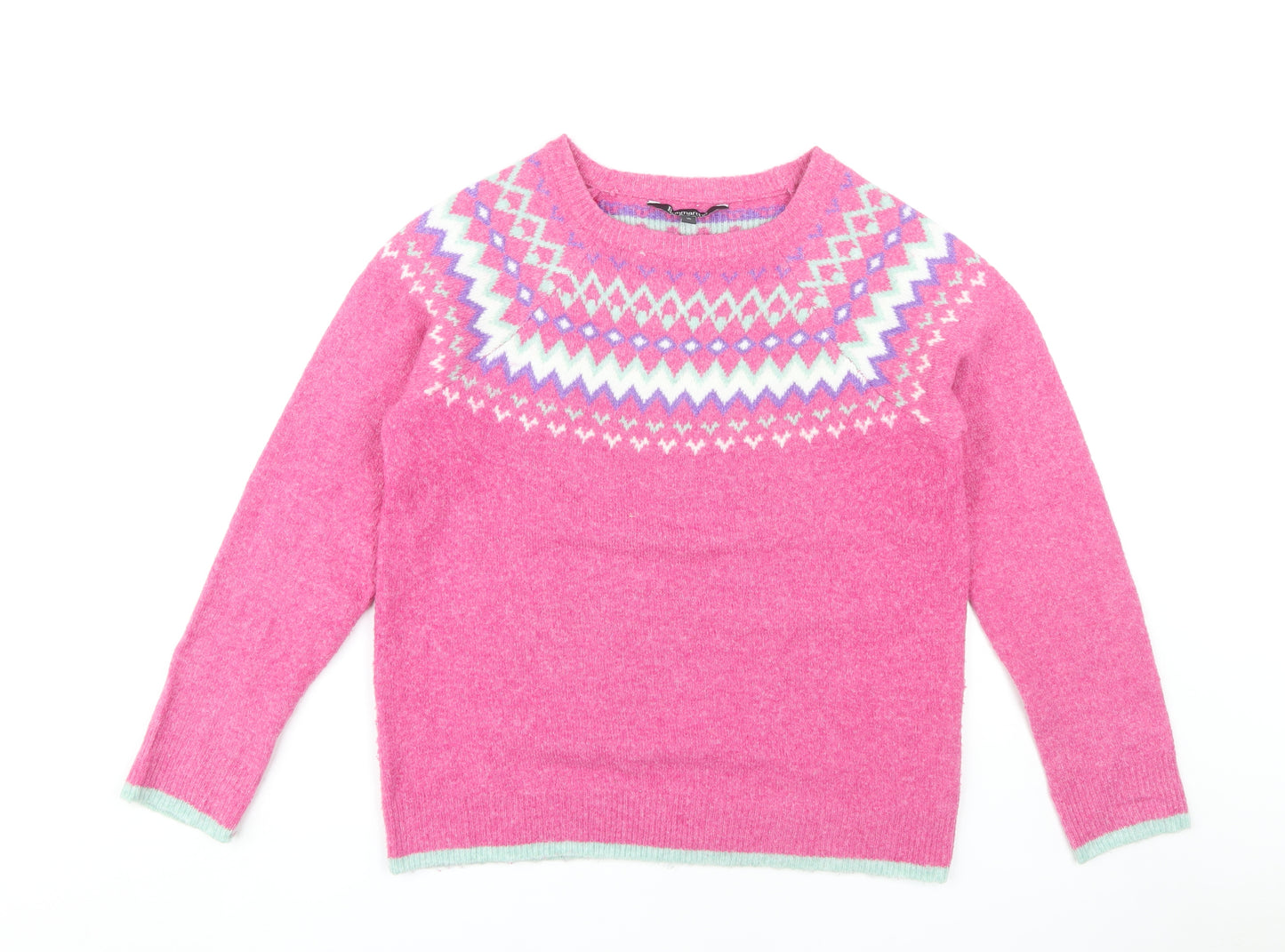 Bonmarché Women's Pink Fair Isle Pullover Jumper Size 10